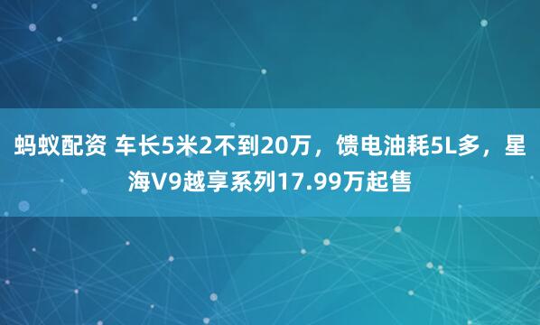 蚂蚁配资 车长5米2不到20万，馈电油耗5L多，星海V9越享系列17.99万起售