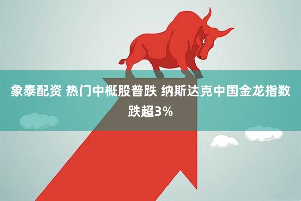象泰配资 热门中概股普跌 纳斯达克中国金龙指数跌超3%