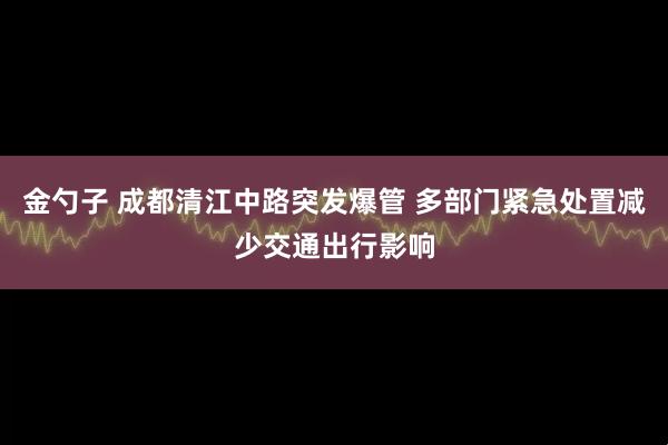 金勺子 成都清江中路突发爆管 多部门紧急处置减少交通出行影响