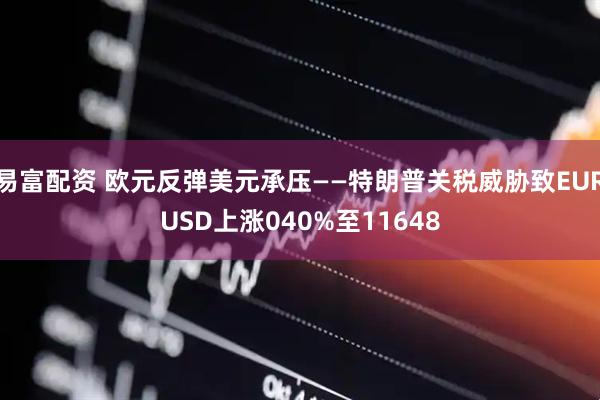 易富配资 欧元反弹美元承压——特朗普关税威胁致EURUSD上涨040%至11648